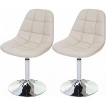 2x chaise de salle à manger Cascina, fauteuil pitovante, chrome, similicuir crème