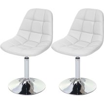 2x chaise de salle à manger Cascina, fauteuil pitovante, chrome, similicuir blanc