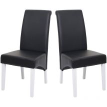 2x Chaise de salle à manger Chaise M37, cuir, noir, pieds blancs