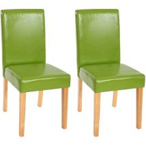 Lot de 2 chaises de séjour Littau, simili-cuir, vert, pieds clairs
