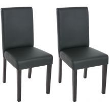 Jamais utilisé] Lot de 2 chaises de séjour Littau, simili-cuir, noir mat, pieds foncés