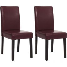 Lot de 2 chaises de séjour Littau, simili-cuir, rouge, pieds foncés