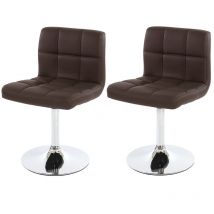 Lot de 2 chaises de salle à manger Kavala, pivotante, similicuir, marron