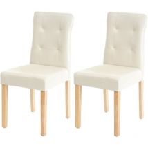 2x chaise de salle à manger HHG-983, fauteuil, similicuir crème, pieds clairs