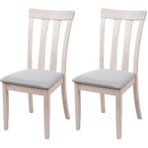 Mendler - 2x chaise de salle à manger HWC-G46, tissu, en bois massif - châssis clair, gris