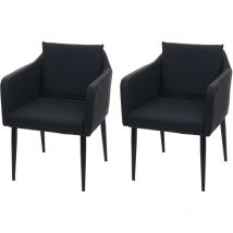 Mendler - 2x chaise de salle à manger HWC-H93, chaise de cuisine chaise longue - similicuir noir
