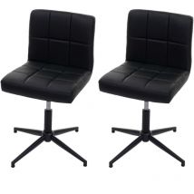 2x chaise de salle à manger Kavala ii, chaise de cuisine, similicuir noir, pied noir
