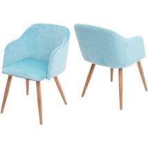 2x chaise de séjour, salle à manger HHG 190, fauteuil, design rétro, accoudoirs, tissu, velours turquoise