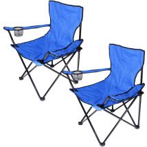 Lot de 2 Chaise de Camping Pliante Portable avec Porte-gobelet Capacité 130kg Adaptée Camping Jardin Pêche Terrasse Barbecue-Bleu