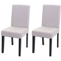 Mendler - 2x chaise à manger chaise de cuisine Littau - textile, beige crème, pieds foncés