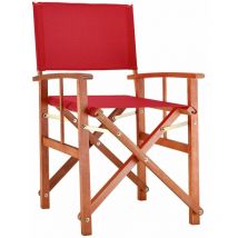Chaise de jardin Cannes Bois d'eucalyptus certifié fsc Pliable Chaise de régie pliante en bois Jardin Chaise de metteur en scène Rouge - Casaria