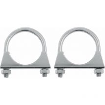 2x Collier pot échappement universel 65mm tracteur 2 vis tuyau tube acier fixation support serrage à vis voiture véhicule