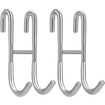 Linghhang - 2x Crochets - Argent de Porte pour Salle de Bain en Acier Inoxydable Crochets de Serviette avec Protection en Silicone