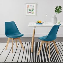 2er-Set Esszimmerstuhl Fläten Türkis [en.casa]