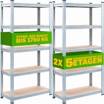 Monzana - Heavy Duty Free Standing Garage Shelves Steel / mdf Storage Shelving 2x 5 Tier - 180x90x40cm