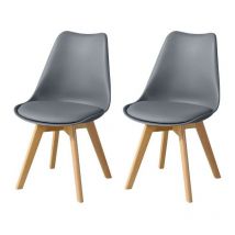 Dining Chair Set of 4 Upholstered Kitchen Chair with Beech Legs and Comfortable pu Seat Retro Lounge Corner Chairs Grey