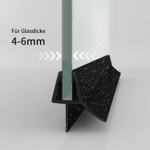 Boromal - 2x Duschdichtung 6mm 5mm 4mm Schwarz Für Duschtür Dichtung Glastür Dichtungen Ersatzdichtung Dusche Dichtlippe Duschprofil 40cm