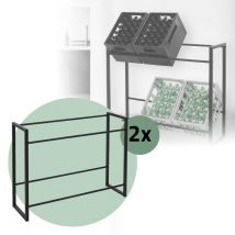 2x Étagère pour Caisses de Boissons 6-8 Caisses, 104x32x82,5 cm, Acier, Indépendante, Étagère sur Pieds pour Caisses de Boissons, Support Rangement