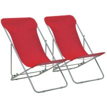 Minkurow - Folding Beach Chairs 2 pcs Steel and Oxford Fabric Red vidaXL