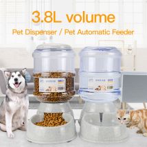 Dhklfa - 2X Food and Water Dispenser - Cat and Dog Accessory - 2X Automatic Bowl - for Cat Dog Rabbit - 3.8L Capacity