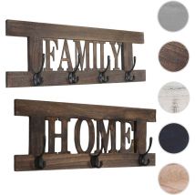 Mendler - 2er Wandgarderoben Set HWC-C60 Home+Family Garderoben Panel - Shabby-Look Vintage - grau-blau