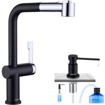 Cecipa Max - cecipa Grifo de Cocina Extraíble, Grifo de Fregadero de Cocina con 2 Modos de Salida de Agua + Dispensador de Jabón de Cocina con