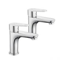 Aihom - 2X Grifos de Lavabo Cromados – Mezcladores para Baño en Acero Inoxidable, Agua Caliente y Fría