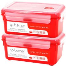 Sp-berner - 2x Herméticos super lock micro 1,9 l., aptos para cocinar al vapor en el microondas, ideal transporte y almacenamiento de alimentos,