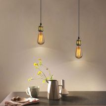 2X Industrial Pendant Lighting Fitting, Vintage Simple Hanging Ceiling Lamp, Retro Chandelier E27 Socket (Bronze)