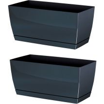 Wellhome - 2x Jardinier en plastique Coque Coubi p en Couleur de graphite 29 (Long) x 14.2 (largeur) x 13.6 (hauteur) cm