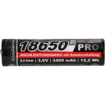 2x Kraftmax 18650 Pro Hochleistungsakku Li-Ion 3,6V 3400mAh inkl. Micro-USB Ladebuchse