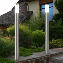 Etc-shop - 2x lampadaires extérieurs cour de jardin piliers de base en acier inoxydable projecteurs lampe sur pied