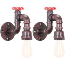 Norcks - 2X Lámpara De Pared Creativa Apliques De Pared De Metal Vintage Apliques De Pared Industrial Para Sala De Estar Cocina Restaurante E27 60W