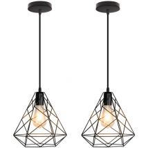 Norcks - 2X Lámparas De Colgar De Hierro Metal Creativo Moderno Lámpara De Techo Palo Retro Industrial Para Casa Pasillo Dormitorio Negro