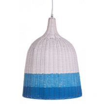 2x Lustre ciel en rotin bleu-azur D.37x52h