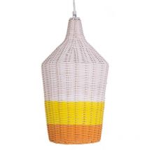 Iperbriko - 2x Lustre en rotin jaune-orange D.25x49h