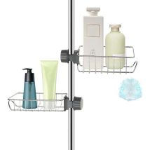 2x Mensole Per Doccia Senza Foratura In Acciaio Inox, Mensola Telescopica Per Bagno In Acciaio Inox, Mensola Di Supporto Per Doccia, Porta Sapone Per 