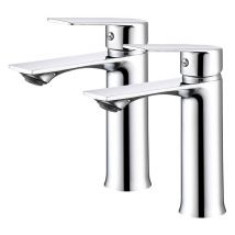 2X Mezclador de lavabo, grifo de baño, grifo para lavabo de baño ajustable de agua fría y caliente, grifo cromado de acero inoxidable