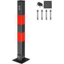 Car Security Barrier for Driveways Telescopic Parking Space Bollard Retracts Down to 7.5cm 3 Keys Pre-Drilled Base Plate, Reflective Strips 1x