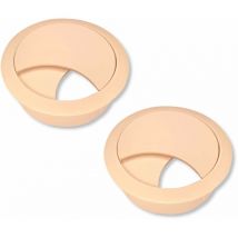2x passe câble bureau table fil diamètre 68mm encastrable cordon prise ordinateur écran accessoire ameublement, beige