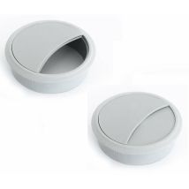 2x passe câble bureau table fil diamètre 68mm encastrable cordon prise ordinateur écran accessoire ameublement, gris clair