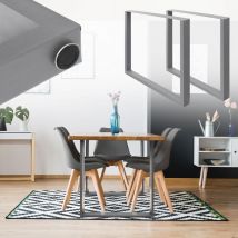 Ecd Germany - Set 2 Pieds de Table - 70 x 72 cm - Rectangulaire - Gris - Acier Thermolaqué - Pied de Meuble Banc - Support Profil Carré - Design