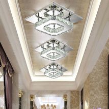 Axhup - 2x Plafonnier Lampe Cristal Lampe de Plafond Acier Inoxydable led Miroir 12W Lustre Moderne en Cristal pour Salon Chambre à Coucher