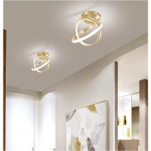 2X Plafonnier Led Moderne Or Lampe De Plafond Nordique Plafonnier Circulaire Pour Chambre à Coucher, Cuisine, Salon, Balcon, Blanc Froid