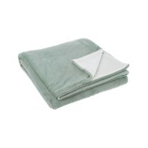 2x Plaid en satin vert sauge 180x150