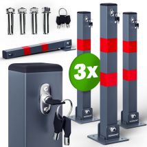 Monzana - Poteau de stationnement, de parking, barrière de stationnement pliable avec clés 3x