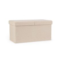 Iperbriko - 2x Poufs beige en bouclé 76x38x38