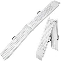 Pac de 2 rampes de chargement pliables Arebos 400 kg - Argent - Surface Anti-dérapante - Galvanisée et Métallisée