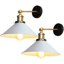 Norcks - 2X Retro Industrial Wall Sconce Iron Metal Wall Lamp Vintage Wall Light For Bedside Reading Cafe White 26Cm