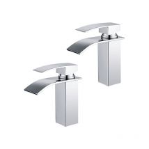 Homelody - 2x Robinets Salle de Bain Cascade Mitigeur de Lavabo en Acier Inox Robinet à Deux Voies Chromé Design Moderne